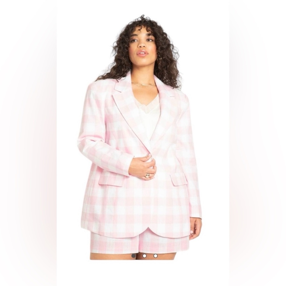 Eloquii Women's Pink Gingham Blazer
